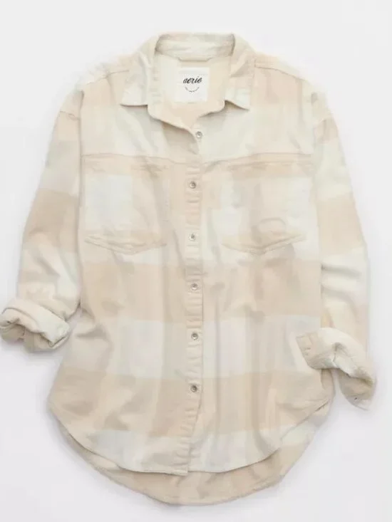 NWT AERIE Anytime Fave Flannel Button Down Shirt Size Large - Picture 2 of 5
